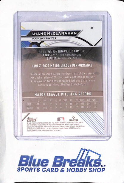 2023 Topps - Finest - orange Shane McClanahan - 15/25 - #23 - baseball - Rays