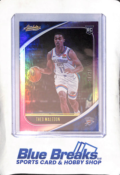2020-21 Panini - Absolute Memorabilia - purple - Theo Maledon - 16/25 - RC - #71 - basketball - Thunder