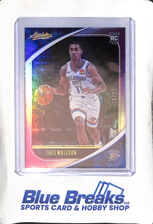 2020-21 Panini - Absolute Memorabilia - purple - Theo Maledon - 16/25 - RC - #71 - basketball - Thunder