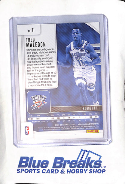 2020-21 Panini - Absolute Memorabilia - purple - Theo Maledon - 16/25 - RC - #71 - basketball - Thunder