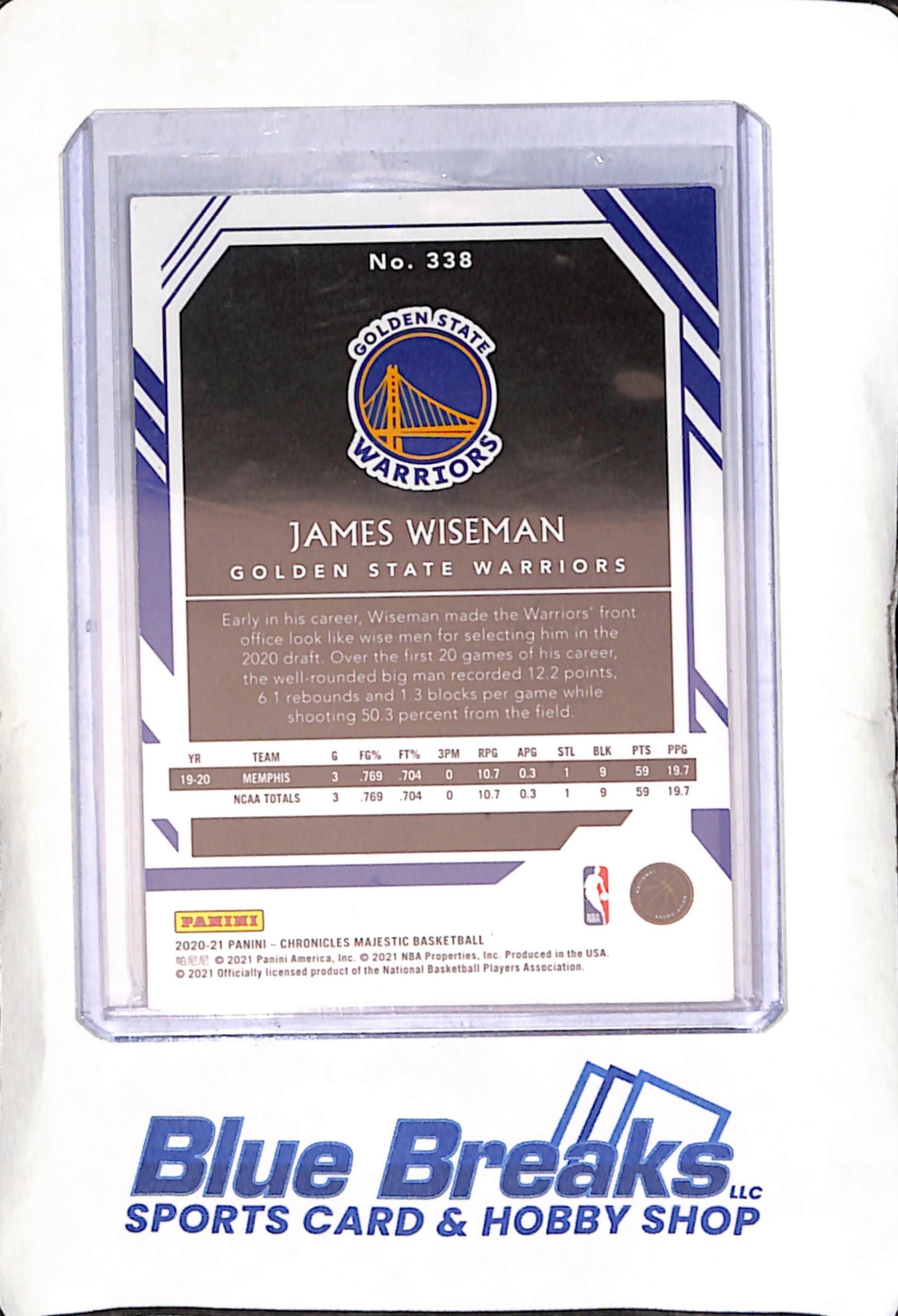2020-21 Panini - Chronicles Majestic - purple - James Wiseman - 39/49 - RC - basketball - Warriors