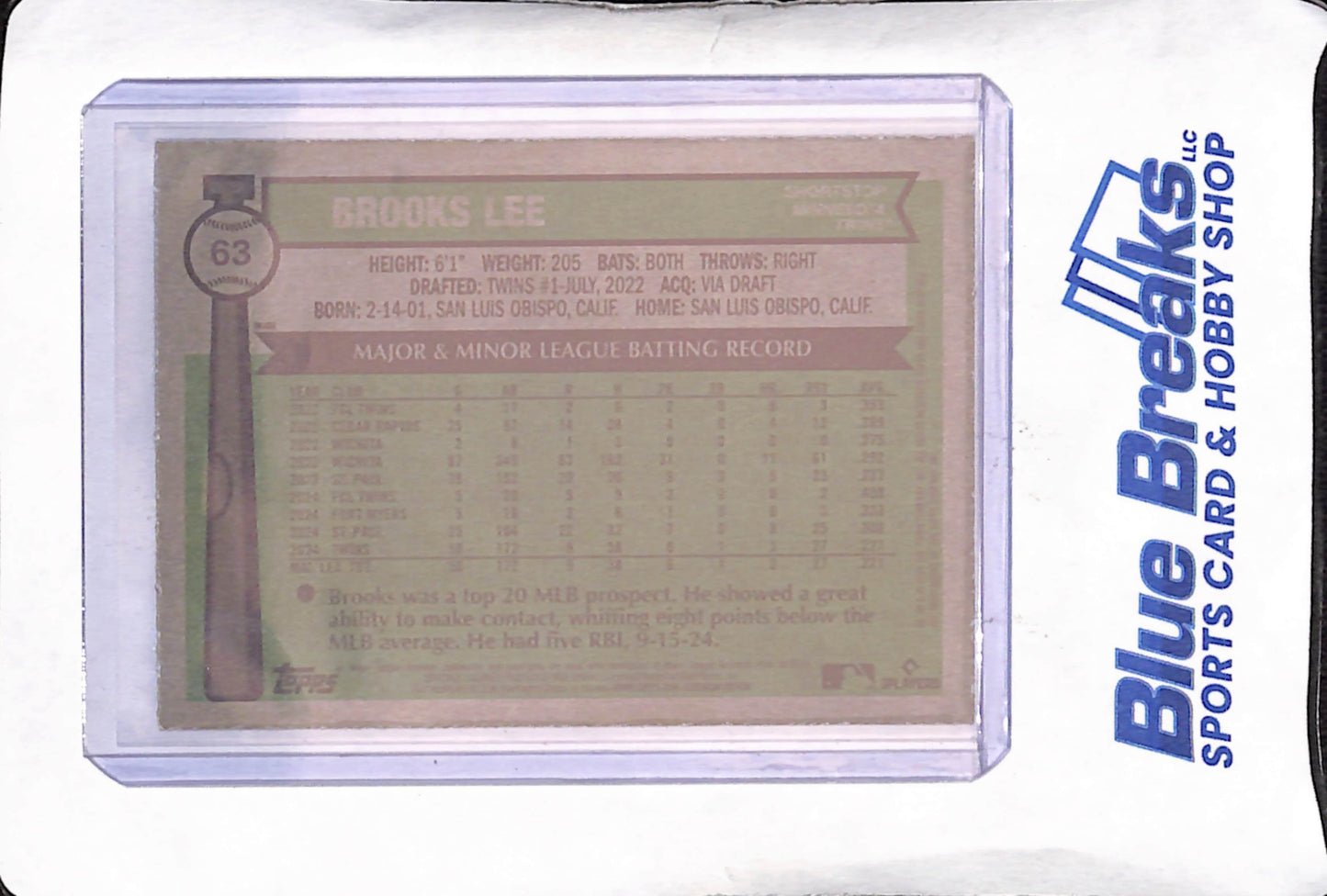2025 Topps Heritage - Brooks Lee - Image Variation - RC - Minnesota Twins - Baseball - #63