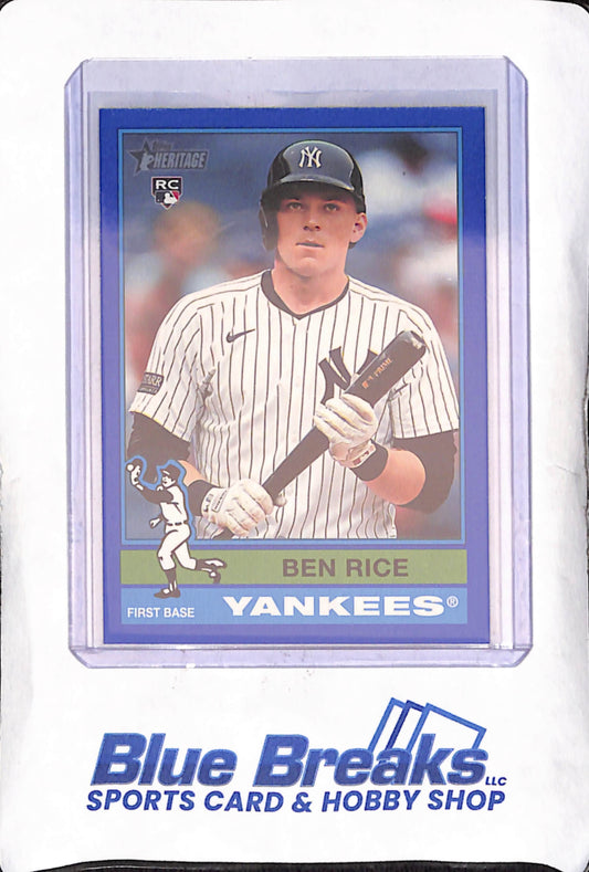 2025 Topps Heritage - Ben Rice - Blue Border - RC - New York Yankees - Baseball - #406