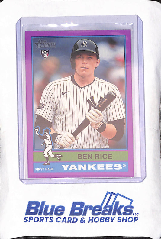 2025 Topps Heritage - Ben Rice - Purple Border - RC - New York Yankees - Baseball - #406