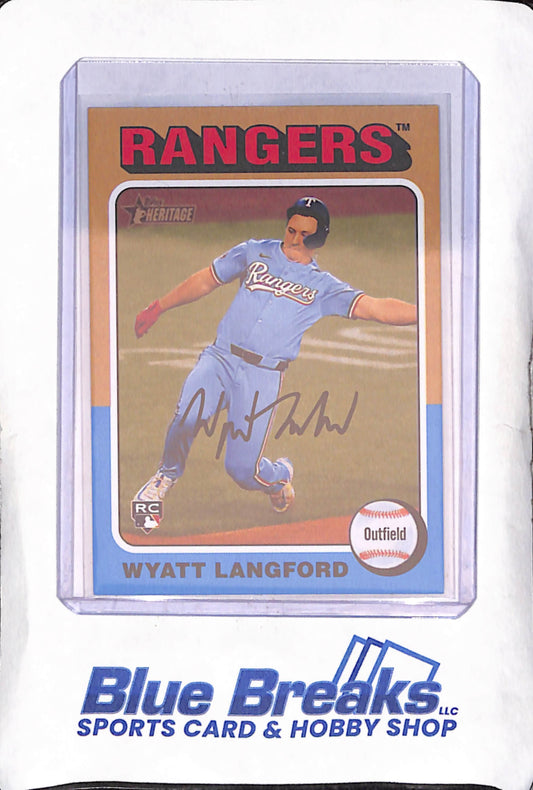 2024 Topps Heritage - Wyatt Langford - Image Variation - RC - Texas Rangers - Baseball - #581