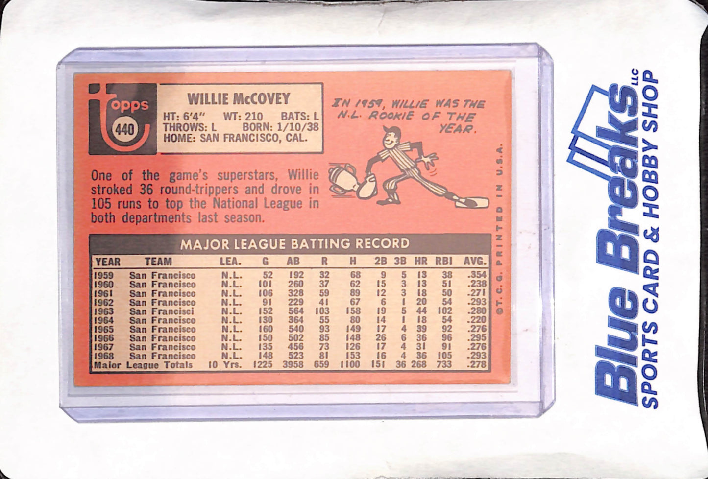 1969 Topps - Willie McCovey - San Francisco Giants - Baseball - #440