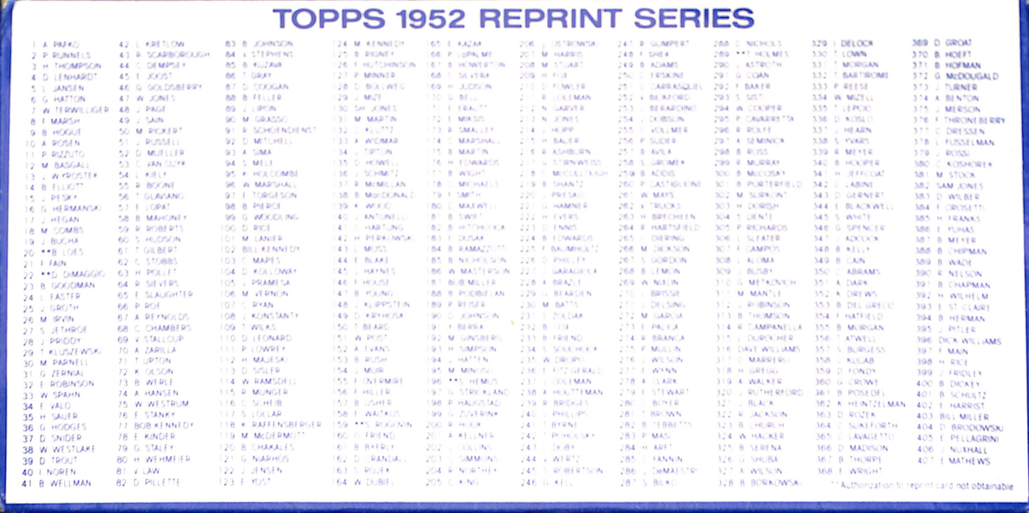 1952 Topps Reprint Set - Complete Factory Sealed - Sealed Wax