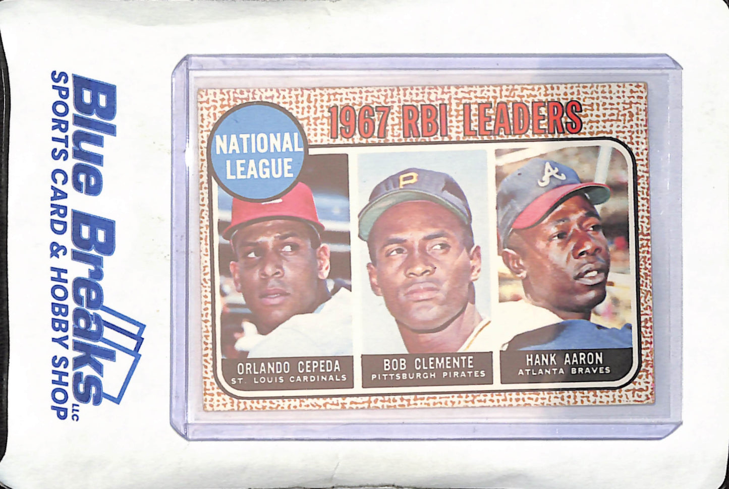 1968 Topps - 1967 RBI Leaders National League - Orlando Cepeda - Bob Clemente - Hank Aaron - St Louis Cardinals - Pittsburgh Pirates - Atlanta Braves - Baseball - #3