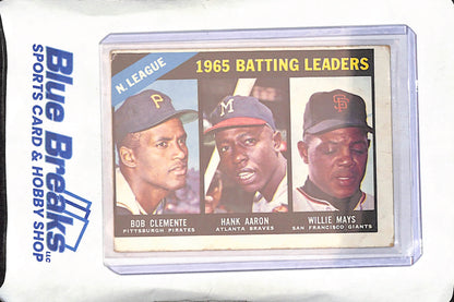 1966 Topps - 1965 National League Batting Leaders - Bob Clemente - Hank Aaron - Willie Mays - Pittsburgh Pirates - Atlanta Braves - San Francisco Giants - #215