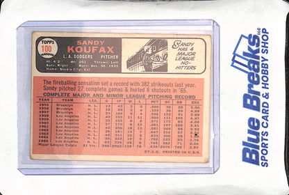 1966 Topps - Sandy Koufax - Los Angeles Dodgers - Baseball - #100