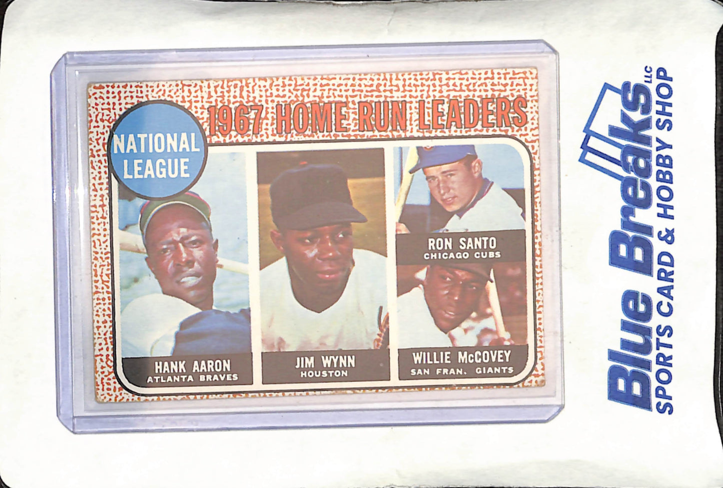 1968 Topps - 1967 National League Home Run Leaders - Hank Aaron - Jim Wynn - Ron Santo - Willie McCovey - Atlanta Braves - Houston - Chicago Cubs - San Francisco Giants - Baseball - #5
