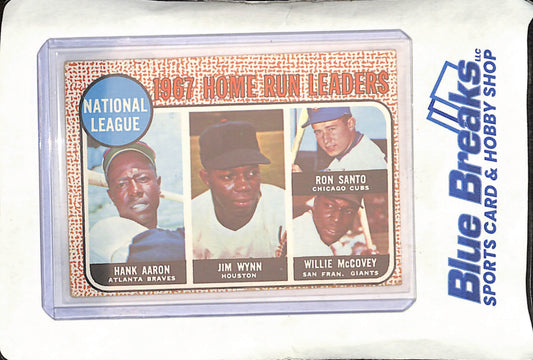 1968 Topps - 1967 National League Home Run Leaders - Hank Aaron - Jim Wynn - Ron Santo - Willie McCovey - Atlanta Braves - Houston - Chicago Cubs - San Francisco Giants - Baseball - #5
