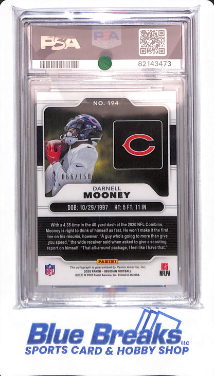 2020 Panini Obsidian - Darnell Mooney - # 194 - PSA 10 - Chicago Bears - Football - Autographed - 066/150