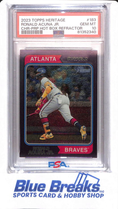 2023 Topps Heritage - Ronald Acuna Jr - # 183 - Atlanta Braves - Baseball - Chrome Purple Hot Box Refractor