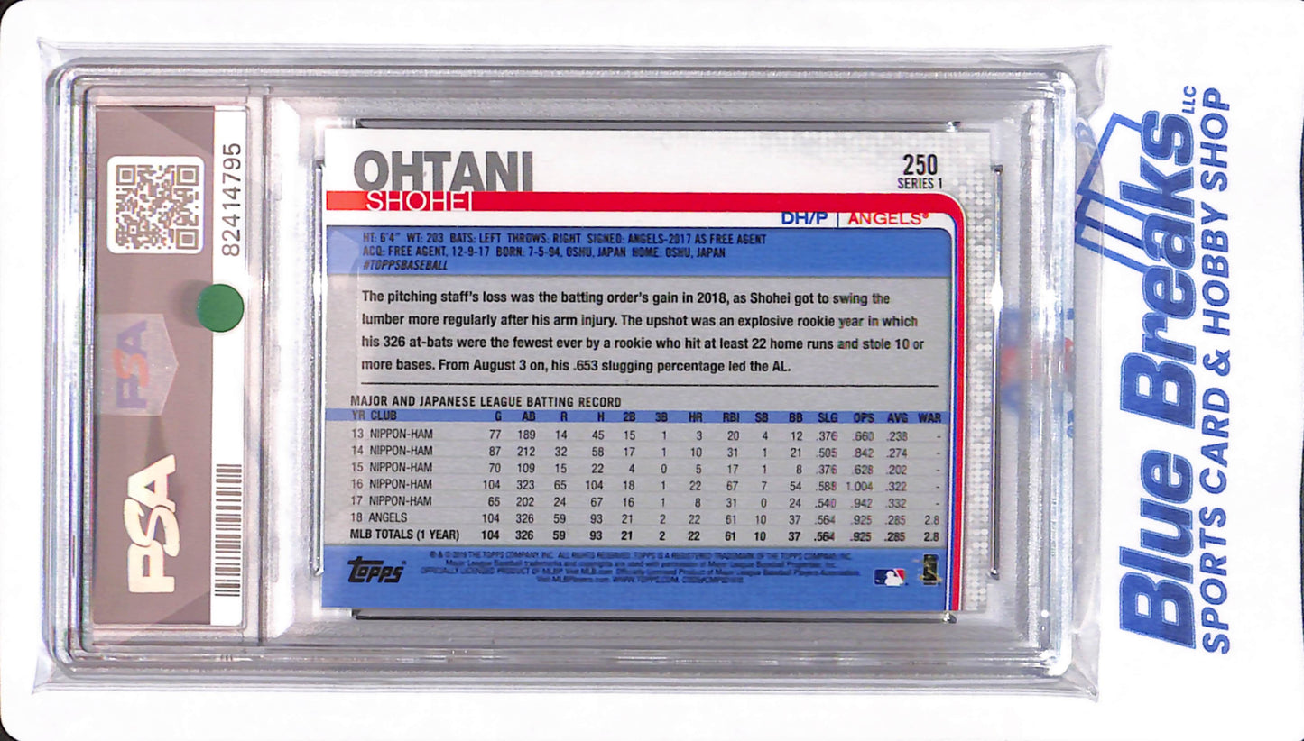 2019 Topps - Shohei Ohtani - # 250 - Los Angeles Angels - PSA 10 - Baseball - Swinging