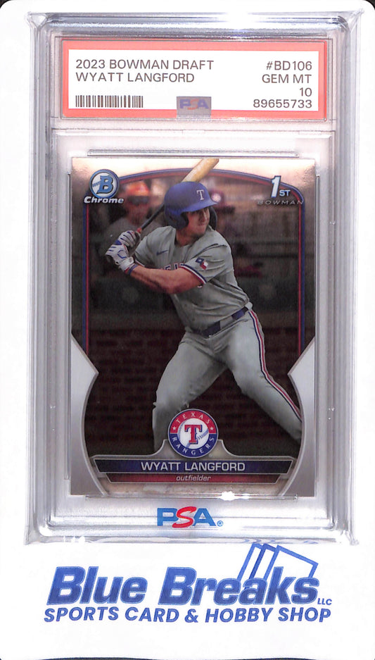 2023 Bowman Draft - Wyatt Langford - # BD 106 - PSA 10 - Texas Rangers - Baseball