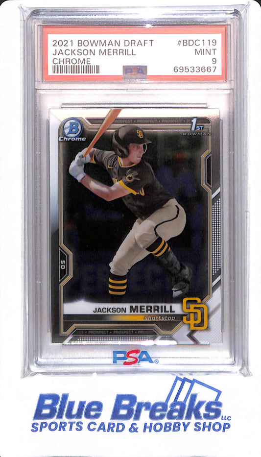 2021 Bowman Draft - Jackson Merrill - # BDC119 - PSA 9 - San Diego Padres - Baseball - Chrome