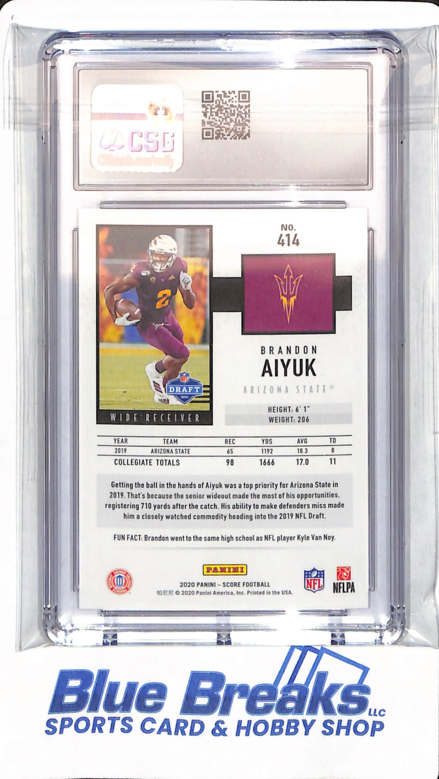 2020 Score - Brandon Aiyuk - # 414 - Arizona State - Football - CGC 10