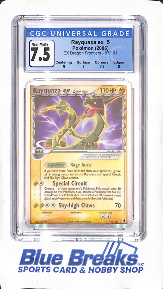 2006 Pokemon - Rayquaza EX Dragon Frontiers - CGC Near Mint 7.5 - #97/101