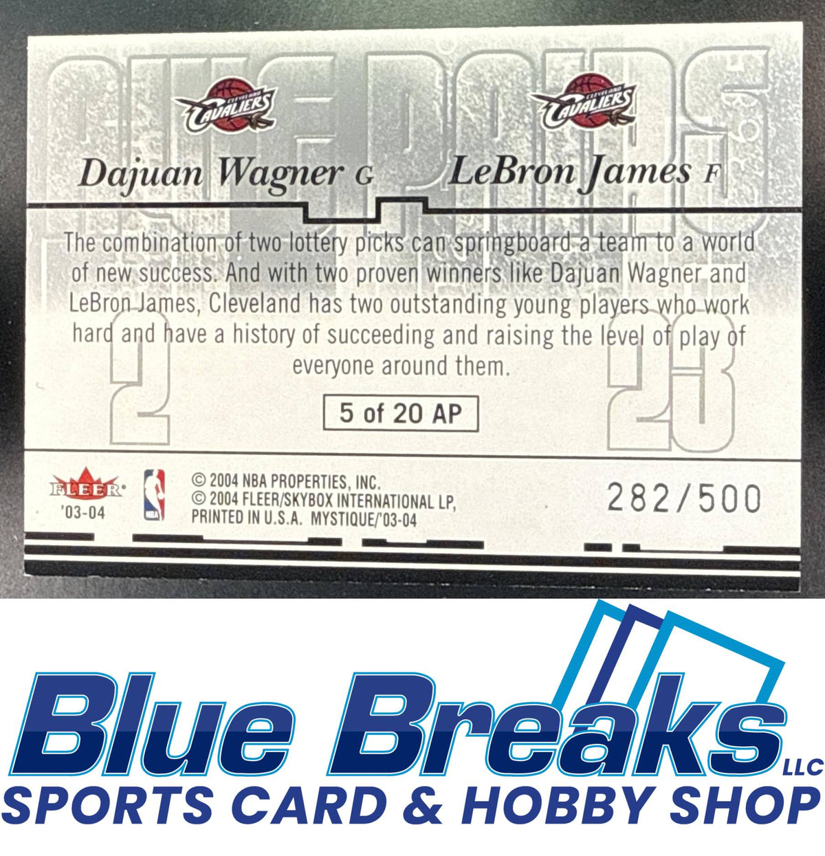 2003 Fleer Mystique DaJuan Wagner LeBron James #5 AP Awe Pairs 282/500 Cleveland Cavaliers