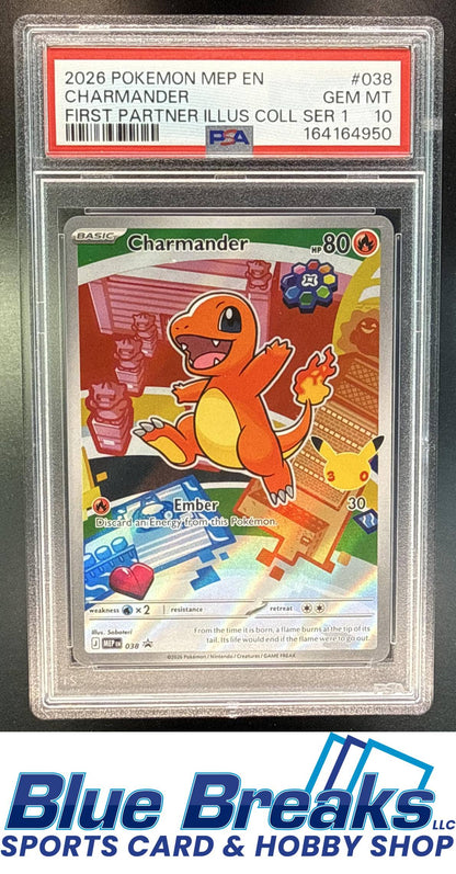 2026 Pokemon MEP Black Star Promos Charmander #038b First Partner Illustration Collection Series 1 PSA 10