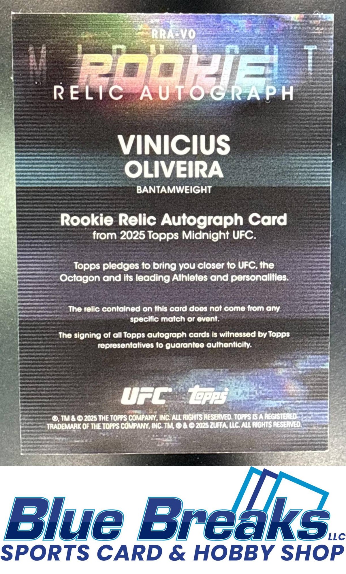 2025 Topps UFC Midnight Rookie Relic Auto Vinicius Oliveira #RRA-VO RC