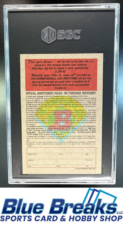 1989 Bowman Reprint Sweepstakes Willie Mays SGC 9 San Francisco Giants