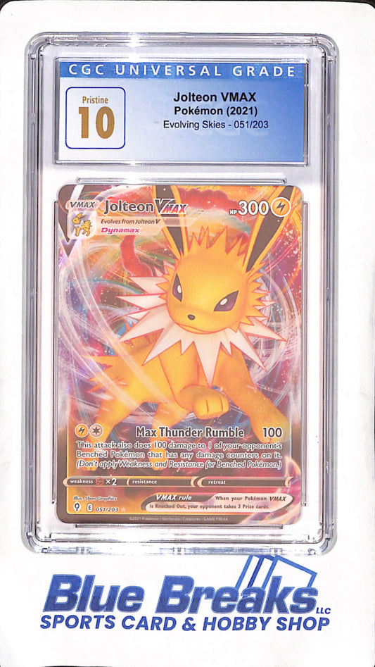 2021 Pokemon - Jolteon VMAX - Evolving Skies - CGC Pristine 10 - #51/203