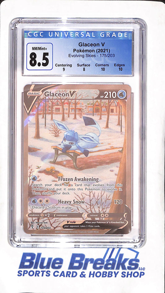 2021 Pokemon - Glaceon V - Evolving Skies - CGC 8.5 - #175/203