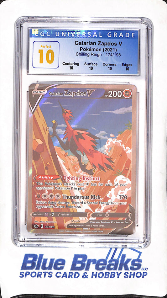 2021 Pokemon - Galarian Zapdos V - Chilling Reign - CGC Perfect 10 - #174/198