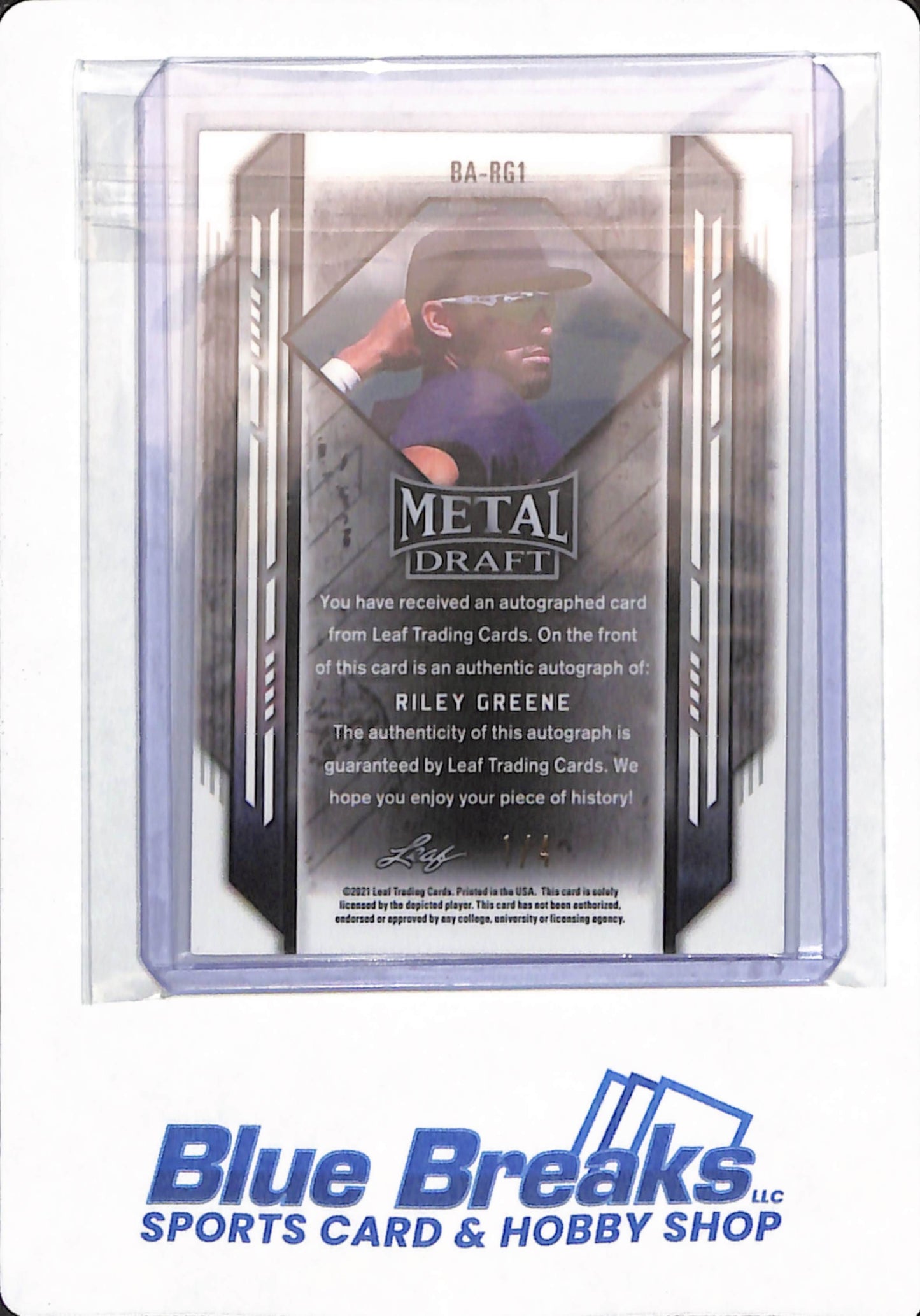 2021 Leaf Metal Draft - Riley Greene - # BA-RG1 - Baseball - Detroit Tigers - 1/4