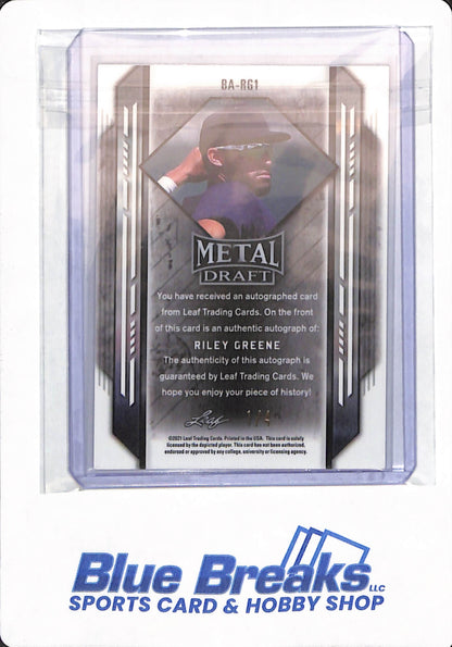 2021 Leaf Metal Draft - Riley Greene - # BA-RG1 - Baseball - Detroit Tigers - 1/4