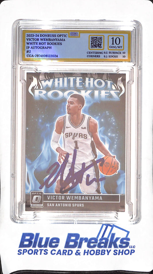 2023-24 Panini Donruss Optic - Victor Wembanyama - White Hot Rookie's - IP Autograph - San Antonio Spurs - Basketball - CGA 10 - #2