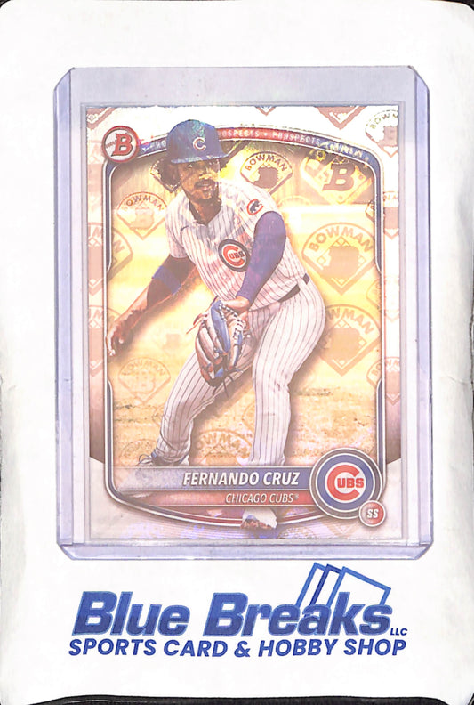 2025 Bowman - Fernando Cruz - Bowman Logo Refractor - Chicago Cubs - Baseball - #BP-110
