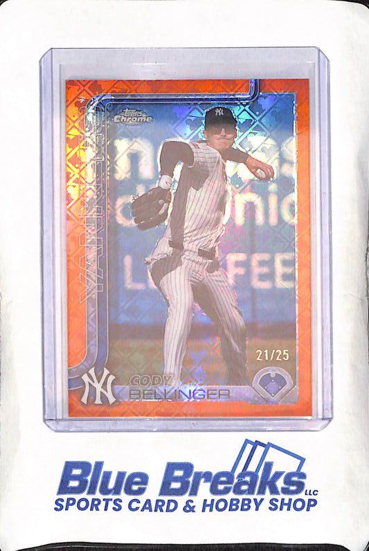 2025 Topps Chrome - Cody Bellinger - Orange MLB Logo Refractor - 21/25 - New York Yankees - Baseball - #83