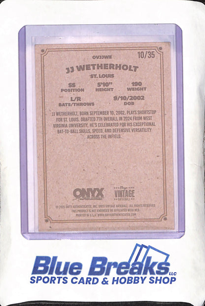 2025 Onyx Vintage - JJ Wetherholt - 10/35 - St Louis Cardinals - Baseball - #OVJJWE