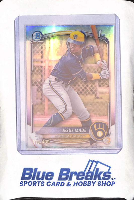 2025 Bowman Chrome - Jesus Made - 1st Bowman Refractor - 110/499 - Milwaukee Brewers - Baseball - #BCP-50