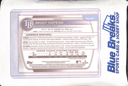 2025 Bowman Chrome - Brody Hopkins - Autograph - 1st Bowman - 249/499 - Tampa Bay Rays - Baseball - #CPA-BH