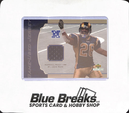 2001 Upper Deck - Marshall Faulk - Oversized Game-used Jersey Card - St Louis Rams - Football - #MF