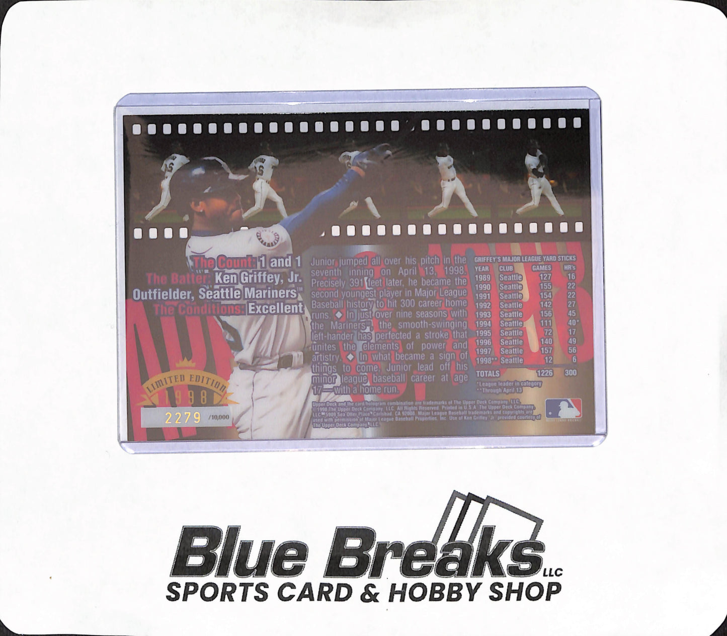 1998 Upper Deck - Ken Griffey Jr - 300th Home Run - Oversized - 2279/10000 - Seattle Mariners - Baseball