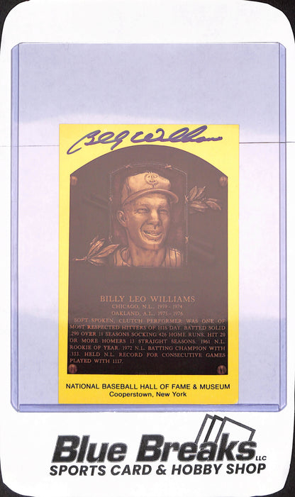1987 Hall of Fame Postcard - Billy Leo Williams - Autograph - Chicago Cubs - Baseball