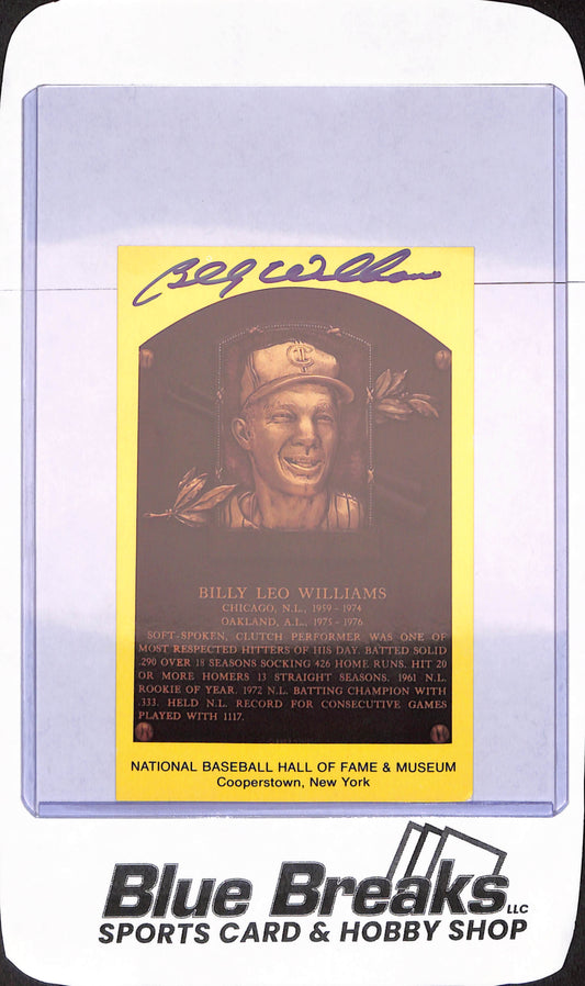 1987 Hall of Fame Postcard - Billy Leo Williams - Autograph - Chicago Cubs - Baseball