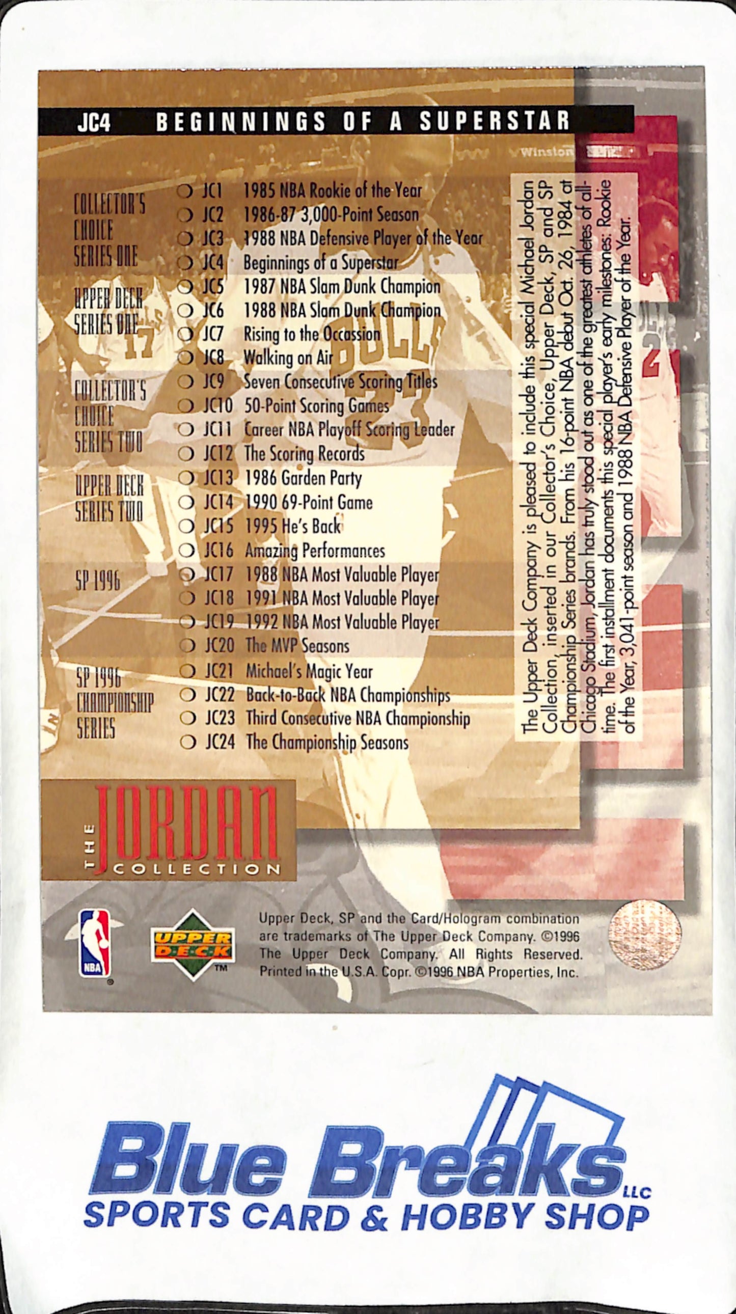 1995-96 Upper Deck -  Michael Jordan -  The Jordan Collection Complete Set JC1-JC24