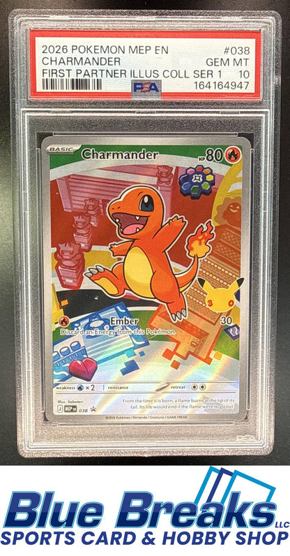 2026 Pokemon MEP Black Star Promos Charmander #038a First Partner Illustration Collection Series 1 PSA 10