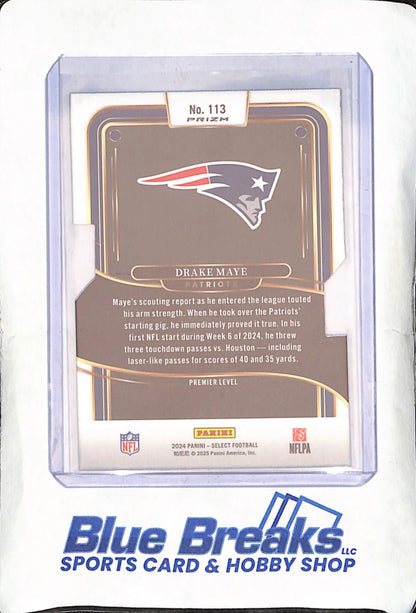 2024 Panini Select - Drake Maye - Premiere Level Die-cut - RC - New England Patriots - Football - #113