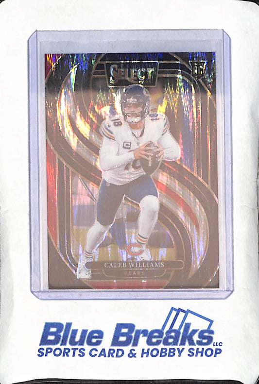 2024 Panini Select - Caleb Williams - Red Blue Prizm Shock - Premier Level - RC - Chicago Bears - #114