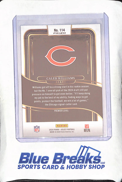 2024 Panini Select - Caleb Williams - Red Blue Prizm Shock - Premier Level - RC - Chicago Bears - #114