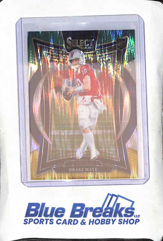 2024 Panini Select - Drake Maye - Green Yellow Prizm Shock - Concourse  - RC - New England Patriots - Football - #27
