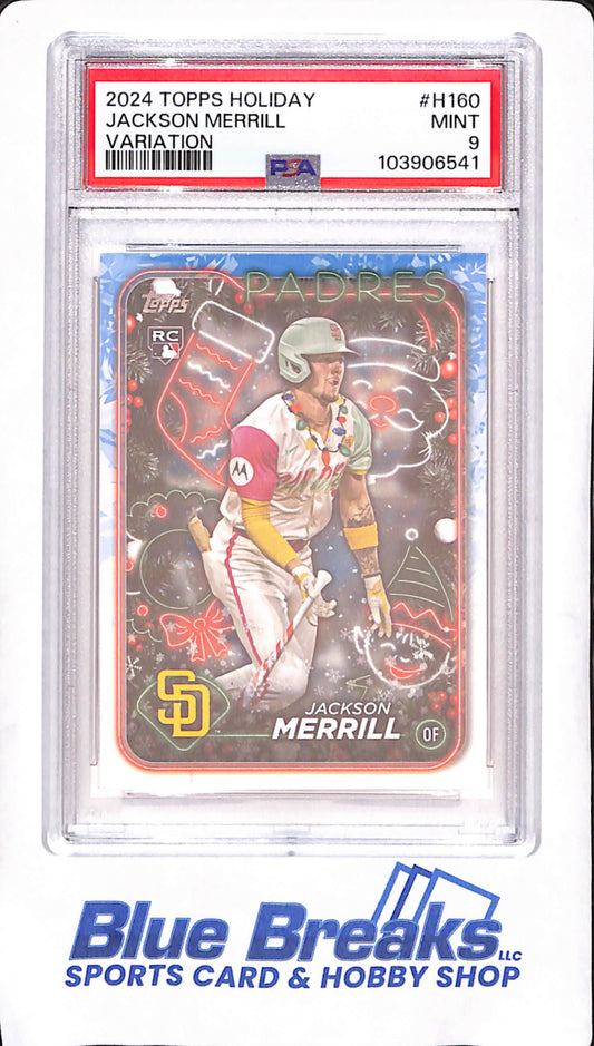 2024 Topps Holiday - Jackson Merrill - Variation - RC - PSA Mint 9 - San Diego Padres - Baseball - #H160