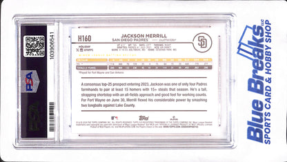 2024 Topps Holiday - Jackson Merrill - Variation - RC - PSA Mint 9 - San Diego Padres - Baseball - #H160